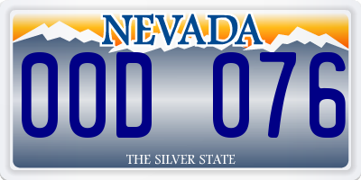 NV license plate 00D076