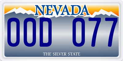 NV license plate 00D077