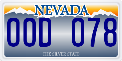 NV license plate 00D078