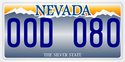 NV license plate 00D080