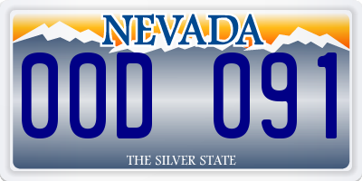 NV license plate 00D091