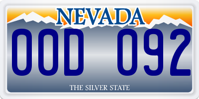 NV license plate 00D092