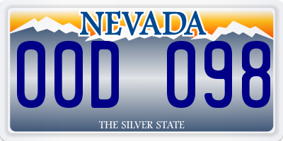 NV license plate 00D098