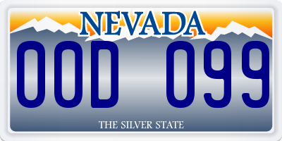 NV license plate 00D099