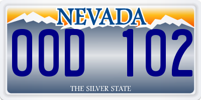 NV license plate 00D102