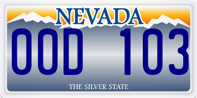 NV license plate 00D103