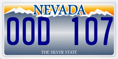 NV license plate 00D107