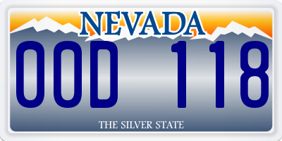 NV license plate 00D118