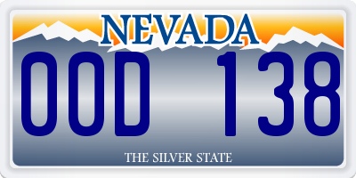 NV license plate 00D138