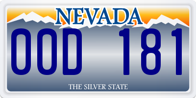 NV license plate 00D181