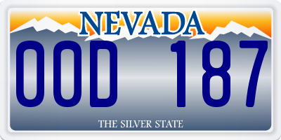 NV license plate 00D187