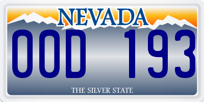 NV license plate 00D193