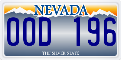 NV license plate 00D196