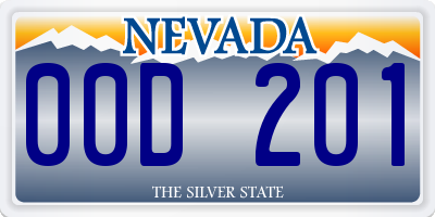 NV license plate 00D201