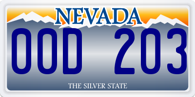 NV license plate 00D203