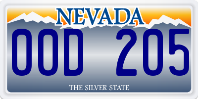 NV license plate 00D205