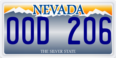 NV license plate 00D206