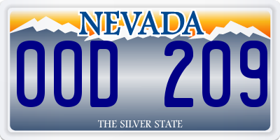 NV license plate 00D209