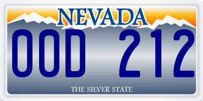 NV license plate 00D212