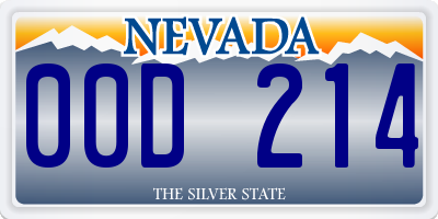 NV license plate 00D214