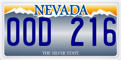 NV license plate 00D216