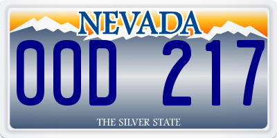 NV license plate 00D217