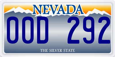 NV license plate 00D292