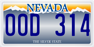 NV license plate 00D314