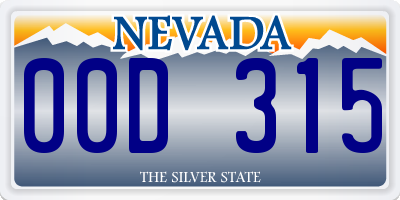 NV license plate 00D315