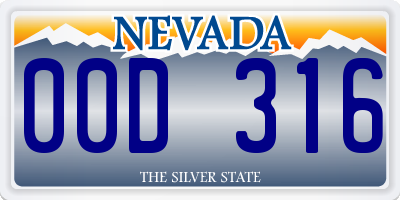 NV license plate 00D316