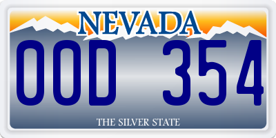 NV license plate 00D354