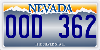 NV license plate 00D362