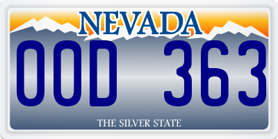 NV license plate 00D363