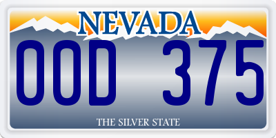 NV license plate 00D375