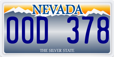 NV license plate 00D378