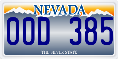 NV license plate 00D385