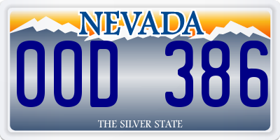 NV license plate 00D386