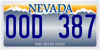 NV license plate 00D387