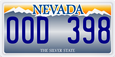 NV license plate 00D398