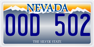 NV license plate 00D502