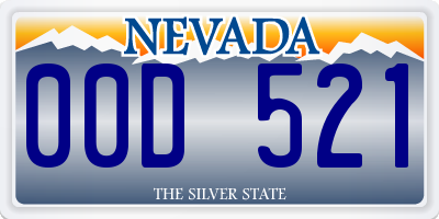 NV license plate 00D521