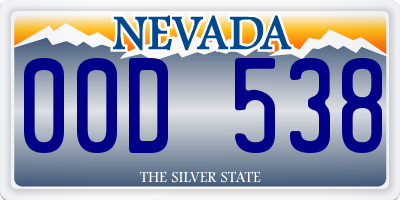 NV license plate 00D538