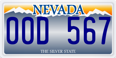 NV license plate 00D567