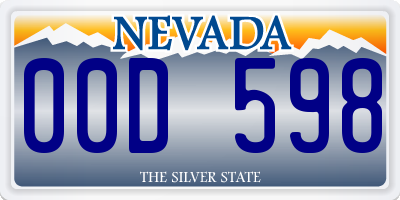 NV license plate 00D598