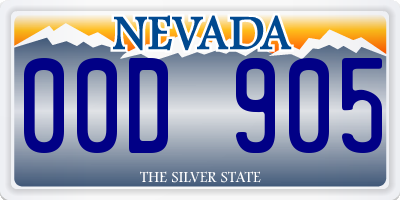 NV license plate 00D905