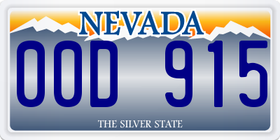 NV license plate 00D915