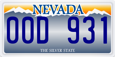 NV license plate 00D931
