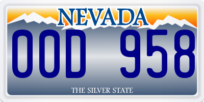 NV license plate 00D958