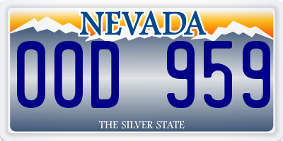 NV license plate 00D959