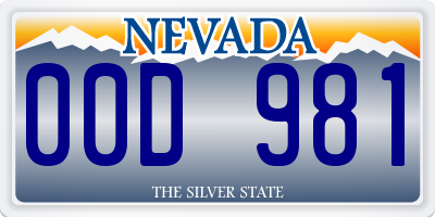 NV license plate 00D981